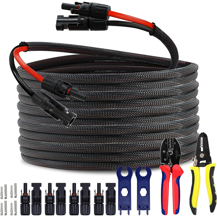 Twin Waya 50FT Oorun Itẹsiwaju Cable 10AWG (6mm2) Oorun Panel Waya